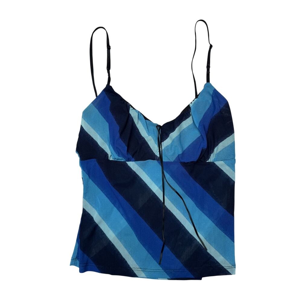 Have Y2K Blue Stripe Babydoll Tank Top Women's One Size Glam Club Festival